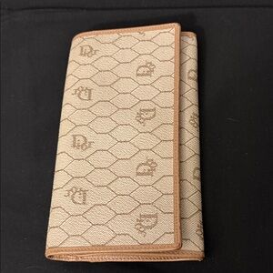Christian Dior Beige and Brown Patterned Wallet w/ Kisslock